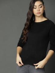 Roadster Women Black Solid Pullover