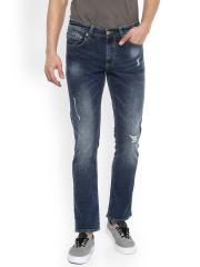 SPYKAR Men Blue Tapered Fit Low-Rise Mildly Distressed Jeans