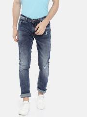 SPYKAR Men Blue Tapered Fit Low-Rise Mildly Distressed Jeans