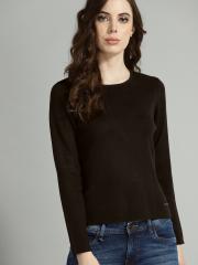 Roadster Women Black Solid Sweater