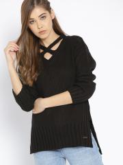 Roadster Women Black Solid Pullover