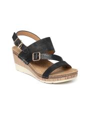 Addons Women Black Solid Sandals