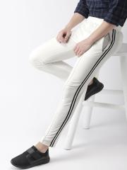 Harvard Men Off-White Slim Fit Solid Regular Trousers