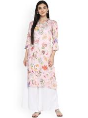 Ahalyaa Women Pink Printed Straight Kurta