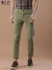 Louis Philippe Sport Men Olive Green Steven Slim Fit Solid Chinos