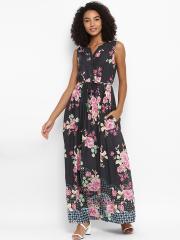 Harpa Women Black Printed Maxi Dress