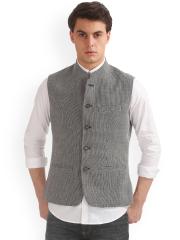 Arrow New York Men Grey Patterned Slim Fit Nehru Jacket