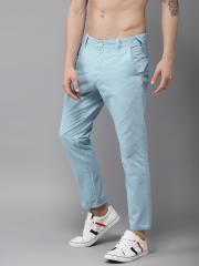 Moda Rapido Men Blue Slim Fit Solid Cropped Chinos