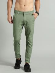 Roadster Men Green Regular Fit Solid Chinos