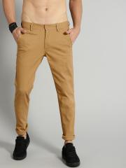 Roadster Men Khaki Regular Fit Solid Regular Trousers