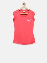 Puma Girls Pink Active Dry ESS Solid Round Neck T-shirt