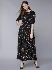 Tokyo Talkies Women Black Printed Maxi Dress