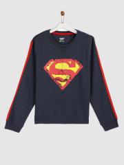 YK Justice League Boys Navy Blue Printed Sweatshirt