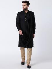 I Know Men Black Solid Kurta with Churidar