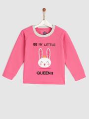 YK Girls Pink Printed Sweatshirt