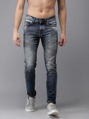 Flying Machine Men Blue Skinny Fit Mid-Rise Mildly Distressed Stretchable Jeans