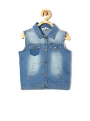 Allen Solly Junior Girls Blue Solid Denim Jacket