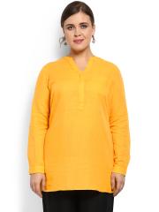 aLL Plus Size Women Mustard Yellow Solid Tunic