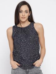 Vero Moda Women Navy Blue Printed Top