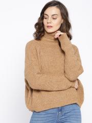 Vero Moda Women Brown Solid Pullover Sweater