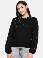 Vero Moda Women Black Solid Pullover Sweater