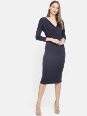 Vero Moda Women Navy Blue Wrap Dress