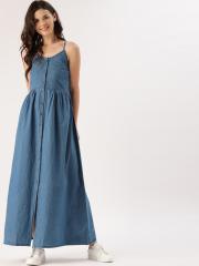 DressBerry Women Blue Solid Maxi Dress