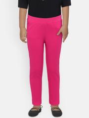 Peppermint Girls Pink Solid Jeggings