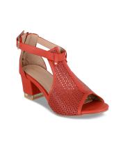 SHUZ TOUCH Women Red Solid Sandals