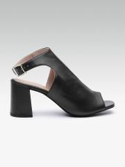 Carlton London Women Black Solid Leather Heels