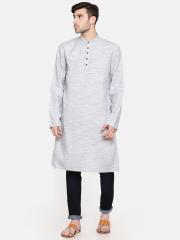 Freehand Men Blue Solid Straight Kurta