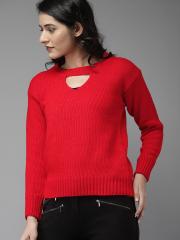 Moda Rapido Women Red Solid Pullover