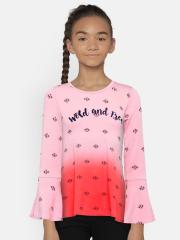 Gini and Jony Girls Pink Printed Top