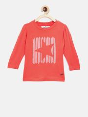 Palm Tree Girls Coral Red Printed Top