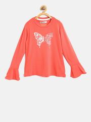 Palm Tree Girls Coral Red Printed Top