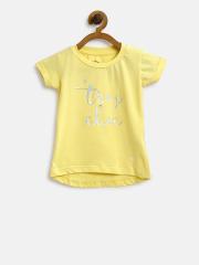 Palm Tree Girls Yellow Printed Round Neck T-shirt