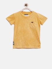 Gini and Jony Boys Yellow Solid T-shirt