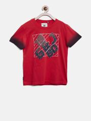 Gini and Jony Boys Red Printed T-shirt