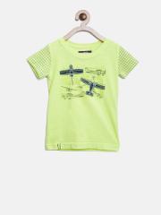 Gini and Jony Boys Green Printed T-shirt