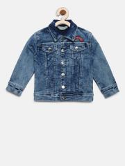 Gini and Jony Girls Blue Solid Denim Jacket