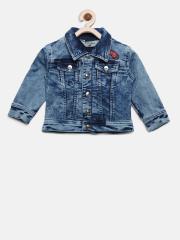 Gini and Jony Girls Blue Solid Denim Jacket