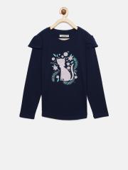 Palm Tree Girls Navy Blue Printed Top