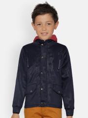 Gini and Jony Boys Navy Blue Printed Jacket