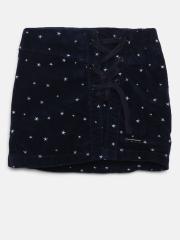 Gini and Jony Girls Navy Blue Printed Corduroy Skorts