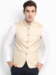 Red Tape Men Beige Solid Nehru Jacket