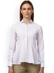 Park Avenue Women White Printed Formal Shirt