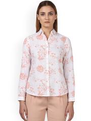 Park Avenue Women White Printed Shirt