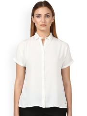 Park Avenue Women White Solid Shirt