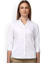 Park Avenue Women White Printed Formal Shirt