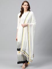 W White Solid Dupatta